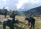 TNI dan Warga Goa Balim Gotong Royong Buka Lahan Pembangunan Kantor Distrik, Wujud Nyata Kemanunggalan di Pegunungan Papua