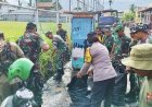 Kodim 1701/Jayapura Sukseskan Karya Bakti Gabungan TNI–Polri Bersihkan Lingkungan Pasar Hamadi