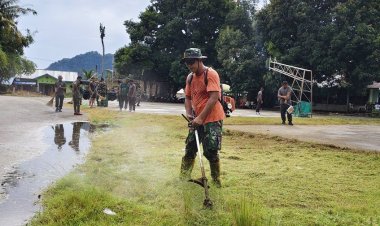 Peduli Fasilitas Umum, Kodim 1701/Jayapura Bersihkan Area Stadion Kebanggaan Jayapura