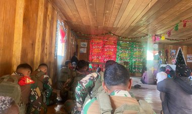Doa Satgas Yonif 732/Banau Jalin Harmoni di Merilaukin, Papua