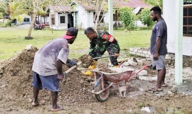 TNI-Rakyat Solid Gotong Royong Timbun Teras Gereja